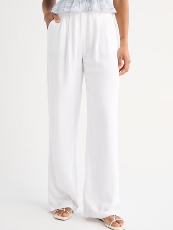 Abercrombie & Fitch Pants - Curve Love A&F Sloane Linen-Blend Tailored Wide Leg Pant